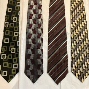 Lot Of 4 Croft & Barrow Hand Made 100% Silk Men’s Neck Tie Made In China EUC